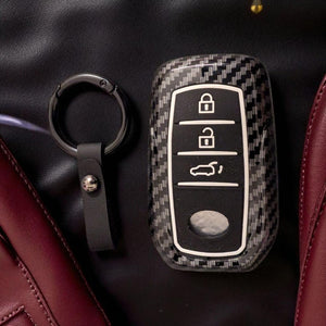 EV Master Toyota Key Cover for Fortuner Hilux Innova Crysta Legender HyCross Land Cruiser - ABS Carbon Key Shell