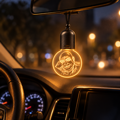 Car Rear View Mirror Hanging LED Guru ji Car Mirror Hanging Idol USB Rechargeable Car Hanging Pendant