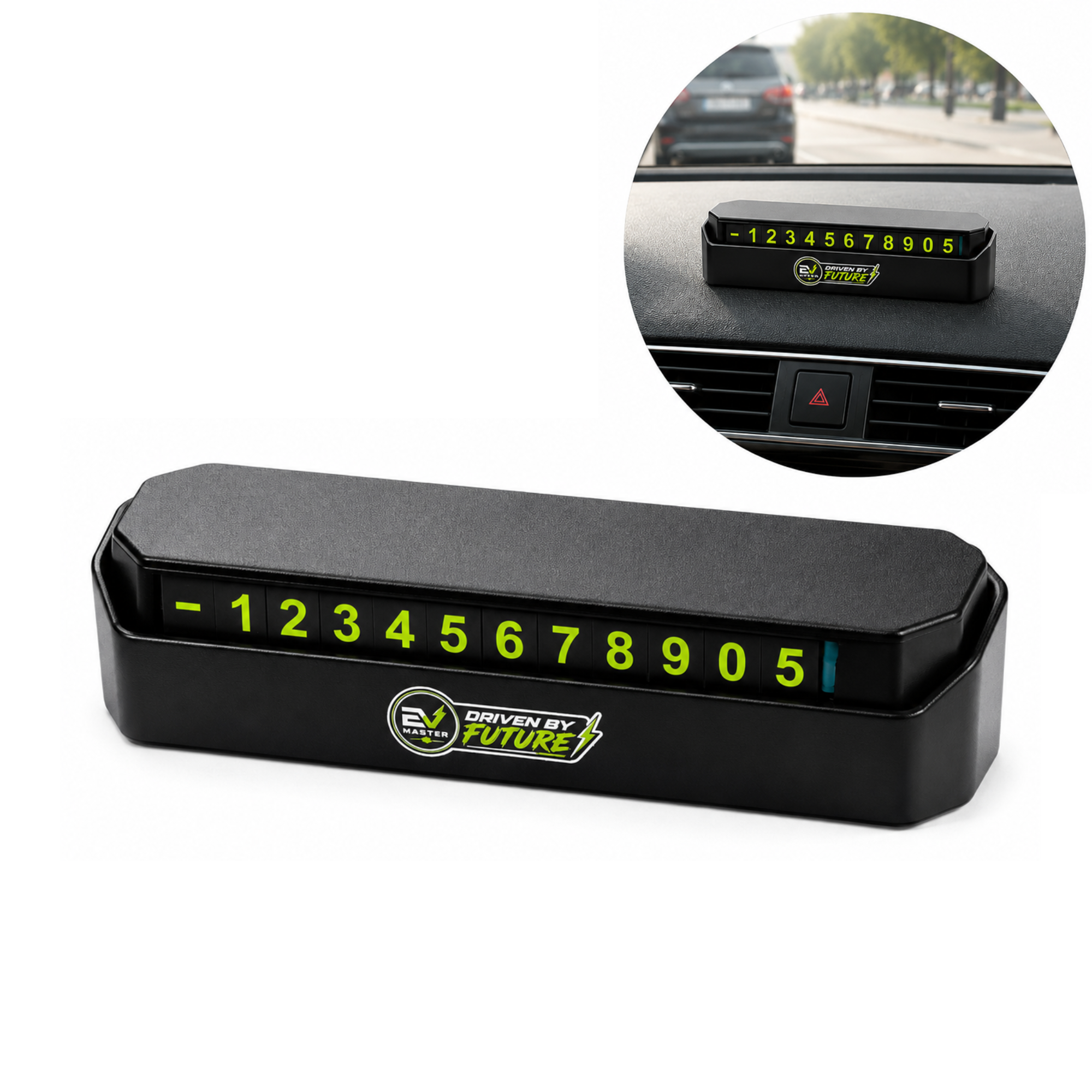 Car Dashboard Number Display, Magnetic Parking Phone Number Plate, Holder (27 x 8 CM)