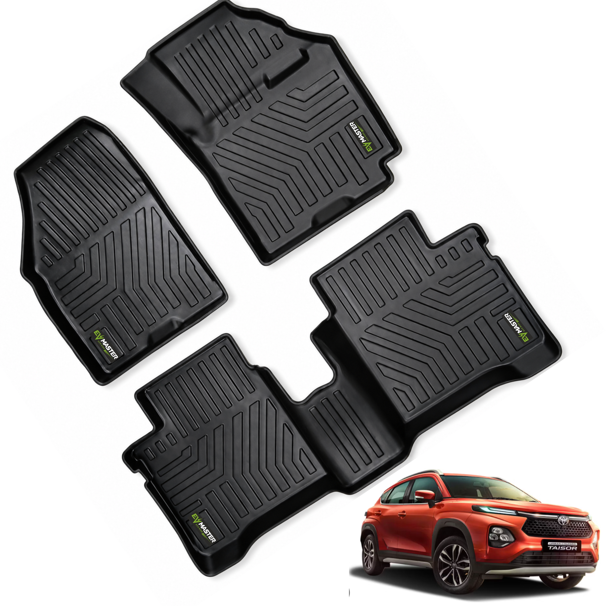 Car Floor Mats for Toyota Urban Cruiser Taisor Hybrid (2026 Onwards) Complete Set | All Weather 5D Luxury Premium Car Mat