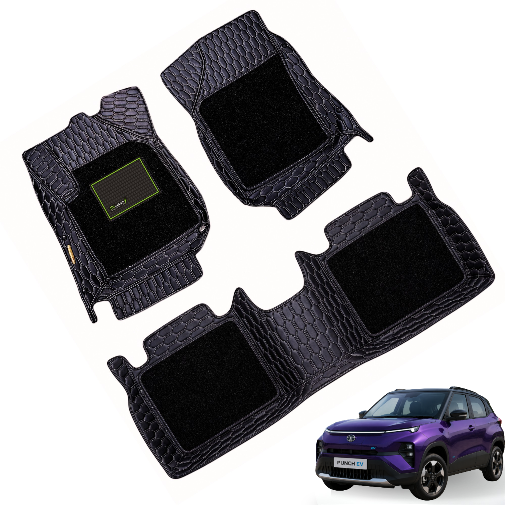Car Floor Mats for Tata Punch EV Hybrid (2026 Onwards) Complete Set | All Weather 9D Luxury Premium Car Mat
