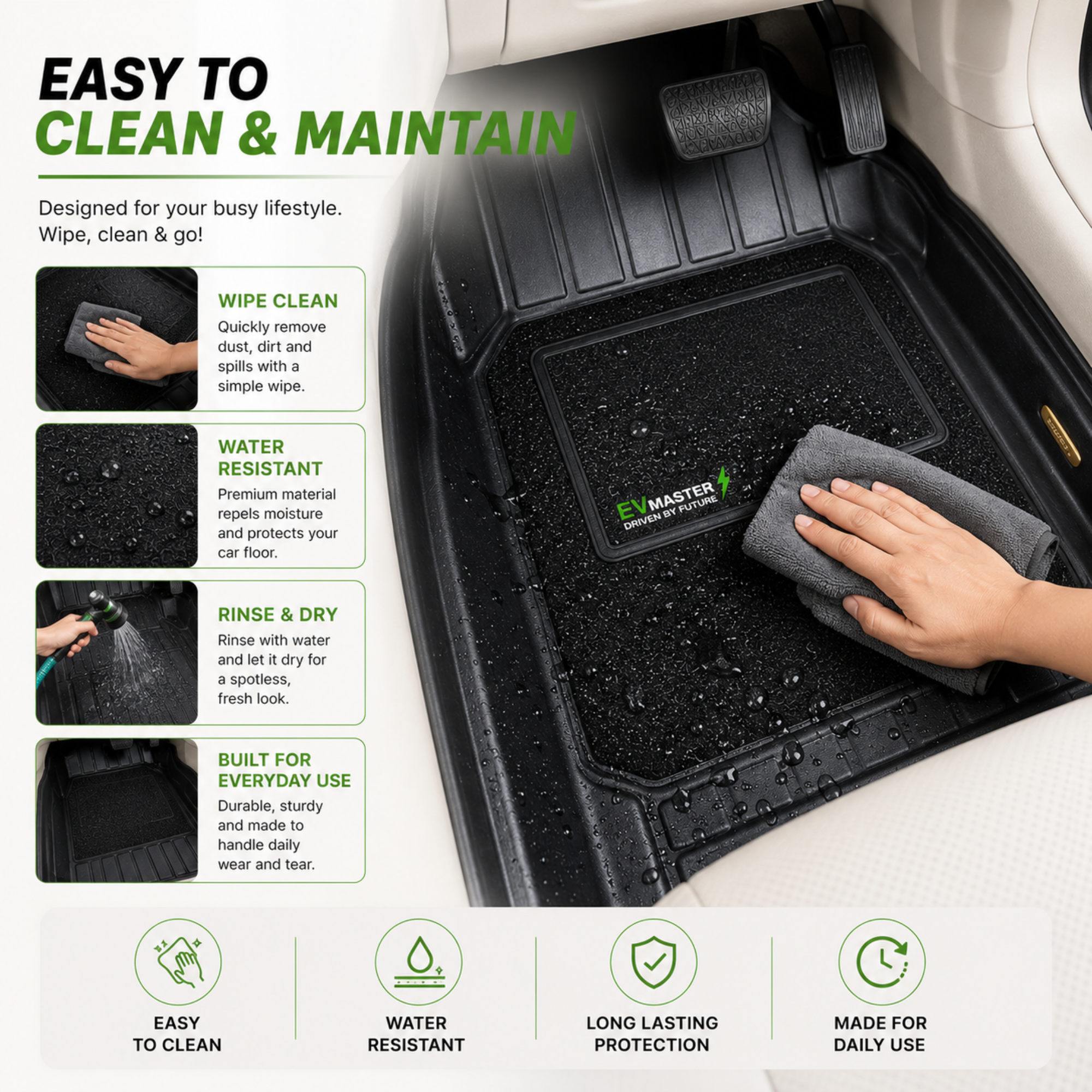 Car Floor Mats for MG Windsor EV Hybrid (2026 Onwards) Complete Set | All Weather 11D Luxury Premium Car Mat