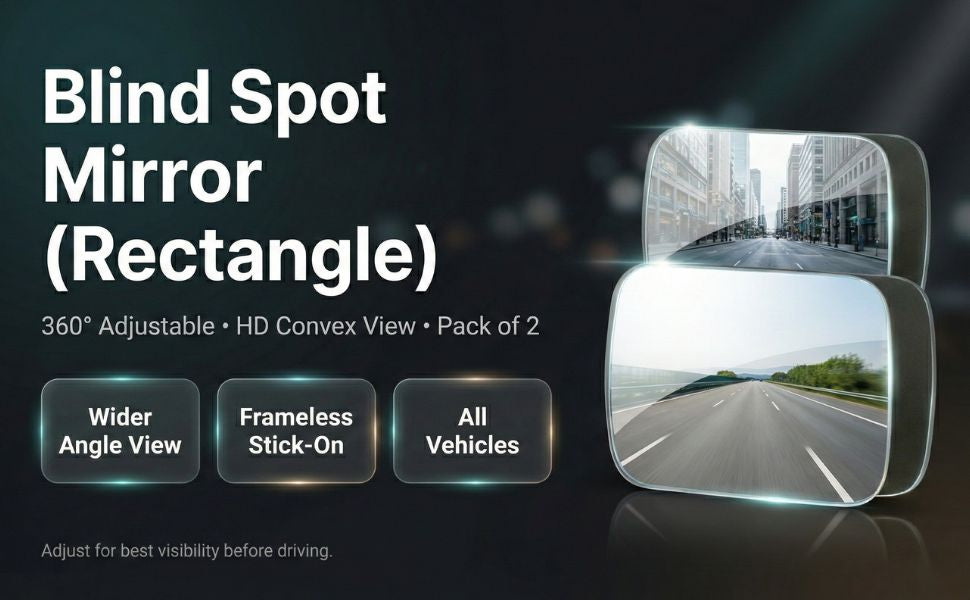 Blind Spot Mirror for Car (Rectangle) -360° Adjustable HD Glass Convex Rear View Mirror