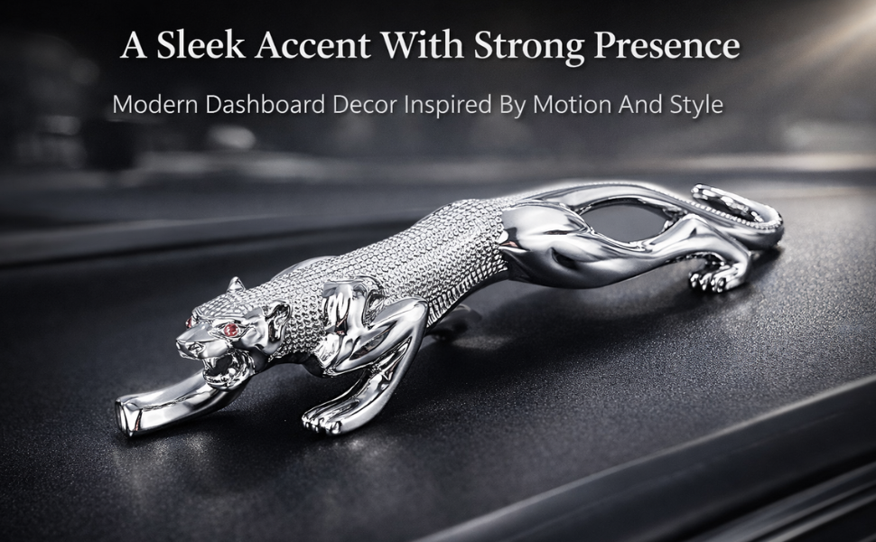 Realistic Luxury Golden Leopard | Jaguar Showpiece for Car & Home Decor Gold)