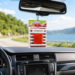 Hanging Perfume Gel Card for Car | Long-Lasting Air Freshener Strawberry Fragrance
