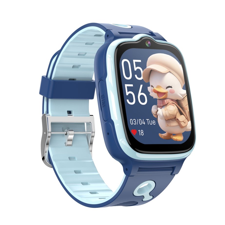 W19 4G Kids Smart Watch with GPS Tracker, Video Call, HD Camera, SOS, WiFi LBS Positioning Blue