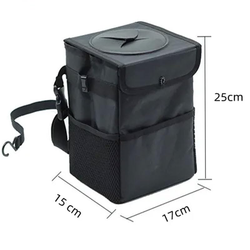 Car Trash Bin Holder Dustbin Foldable, Car Trunk Storage Bag Leakproof with Side Mesh Pockets