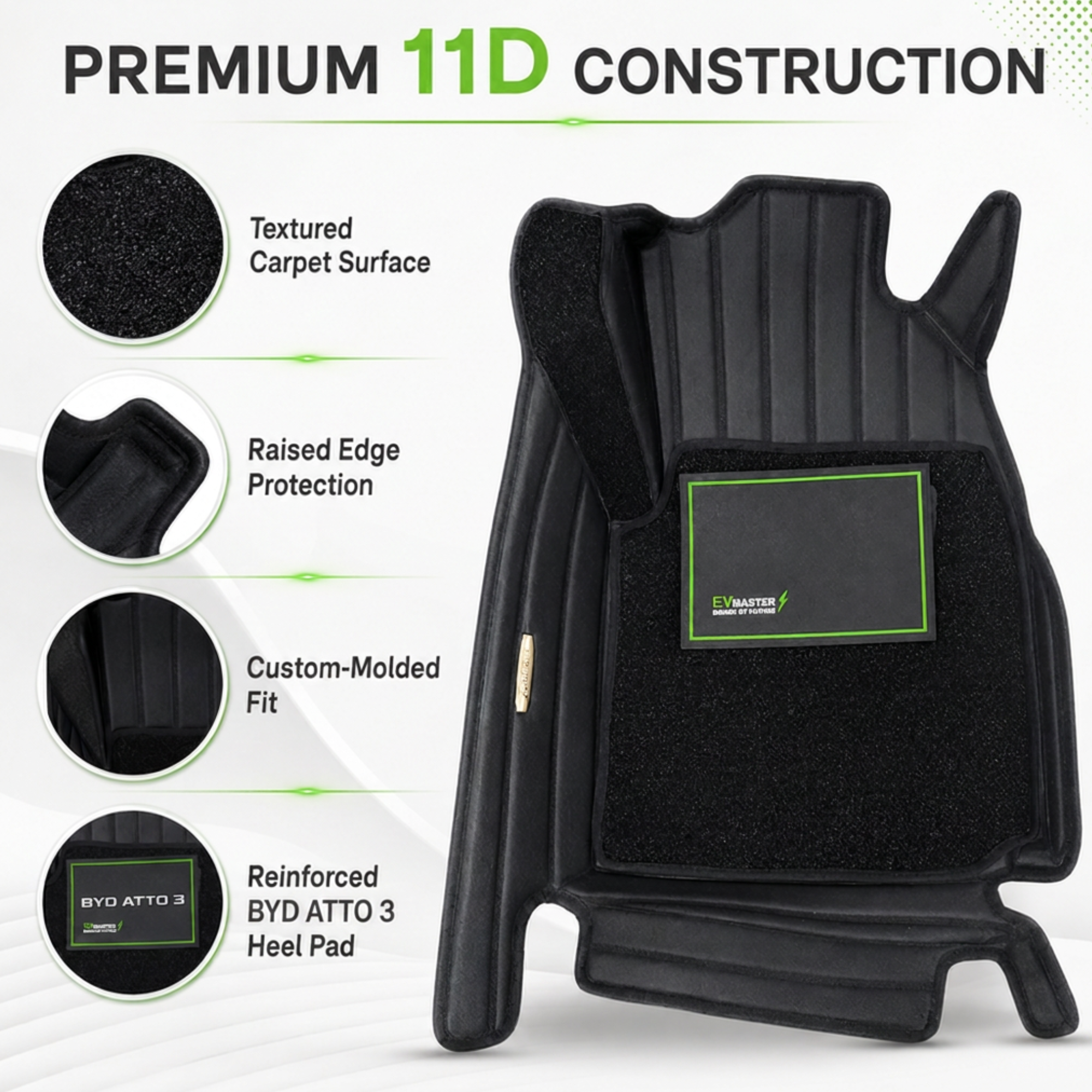 Car Floor Mats for BYD Atto 3 Hybrid (2026 Onwards) Complete Set | All Weather 11D Luxury Premium Car Mat