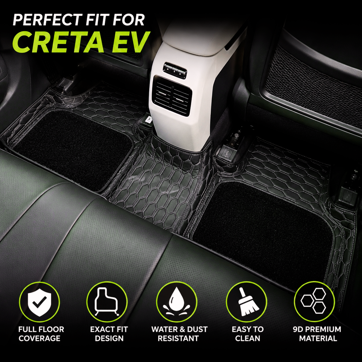 Car Floor Mats for Hyundai Creta Hybrid (2026 Onwards) Complete Set | All Weather 7D Luxury Premium Car Mat