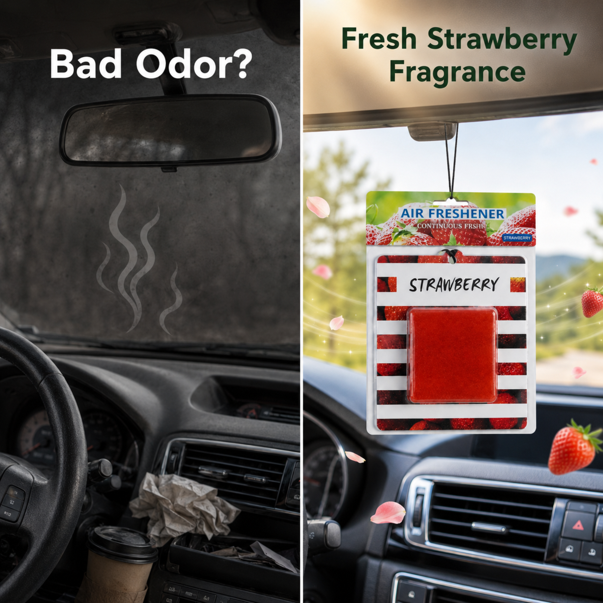 Hanging Perfume Gel Card for Car | Long-Lasting Air Freshener Strawberry Fragrance