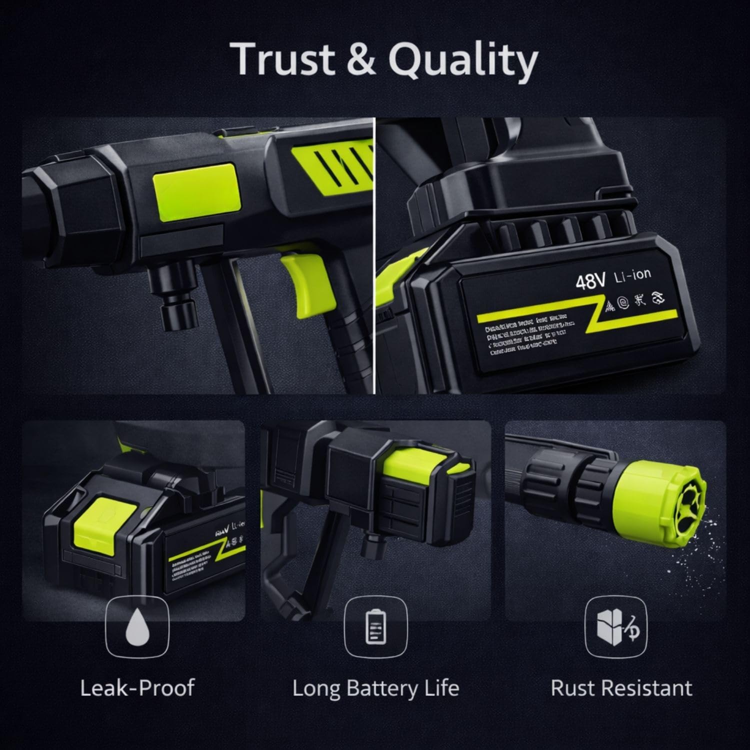 6 in 1 Cordless High Pressure Car Washer Gun 30 Bar for Car & Bike Cleaning