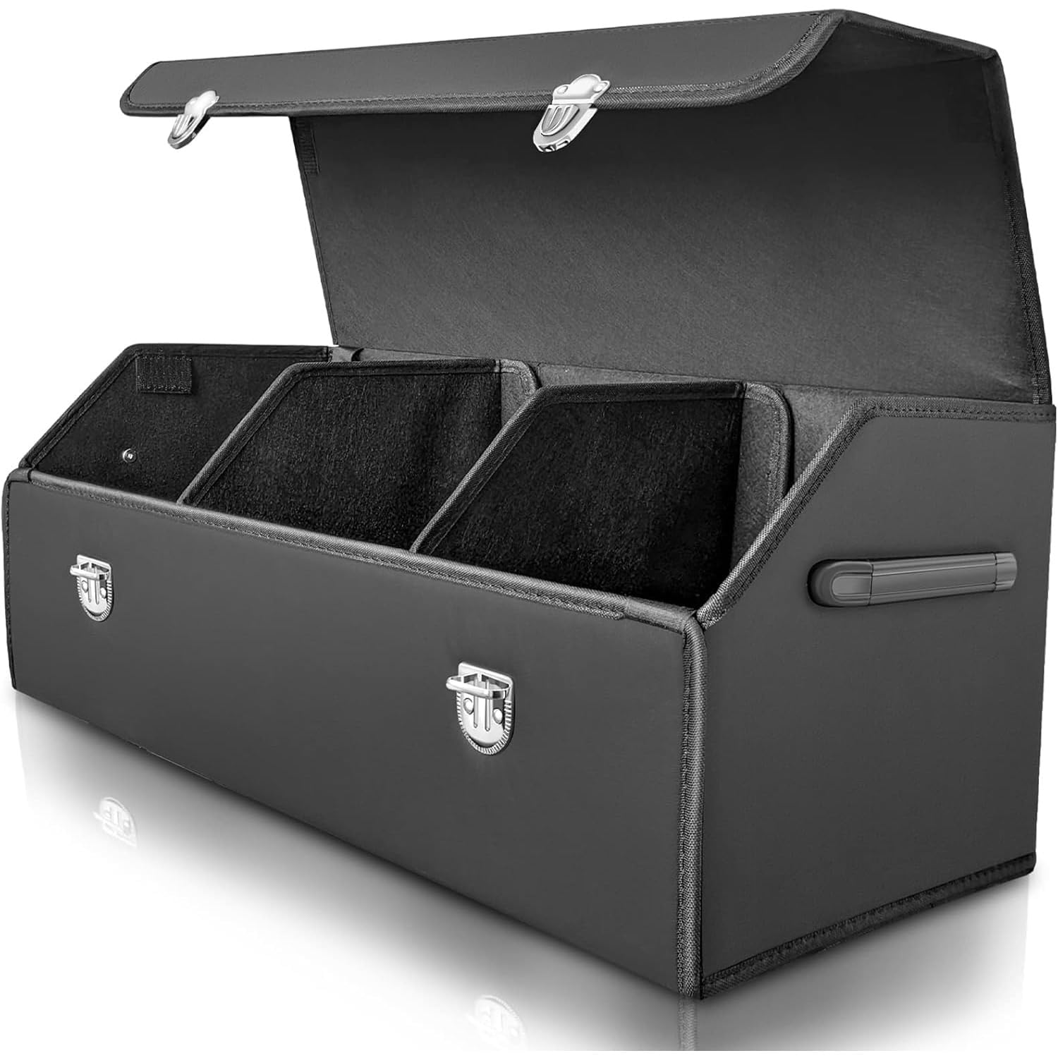 Car Trunk Organizer Box with Lid Foldable Large Compartment Organiser Box Fit For All types