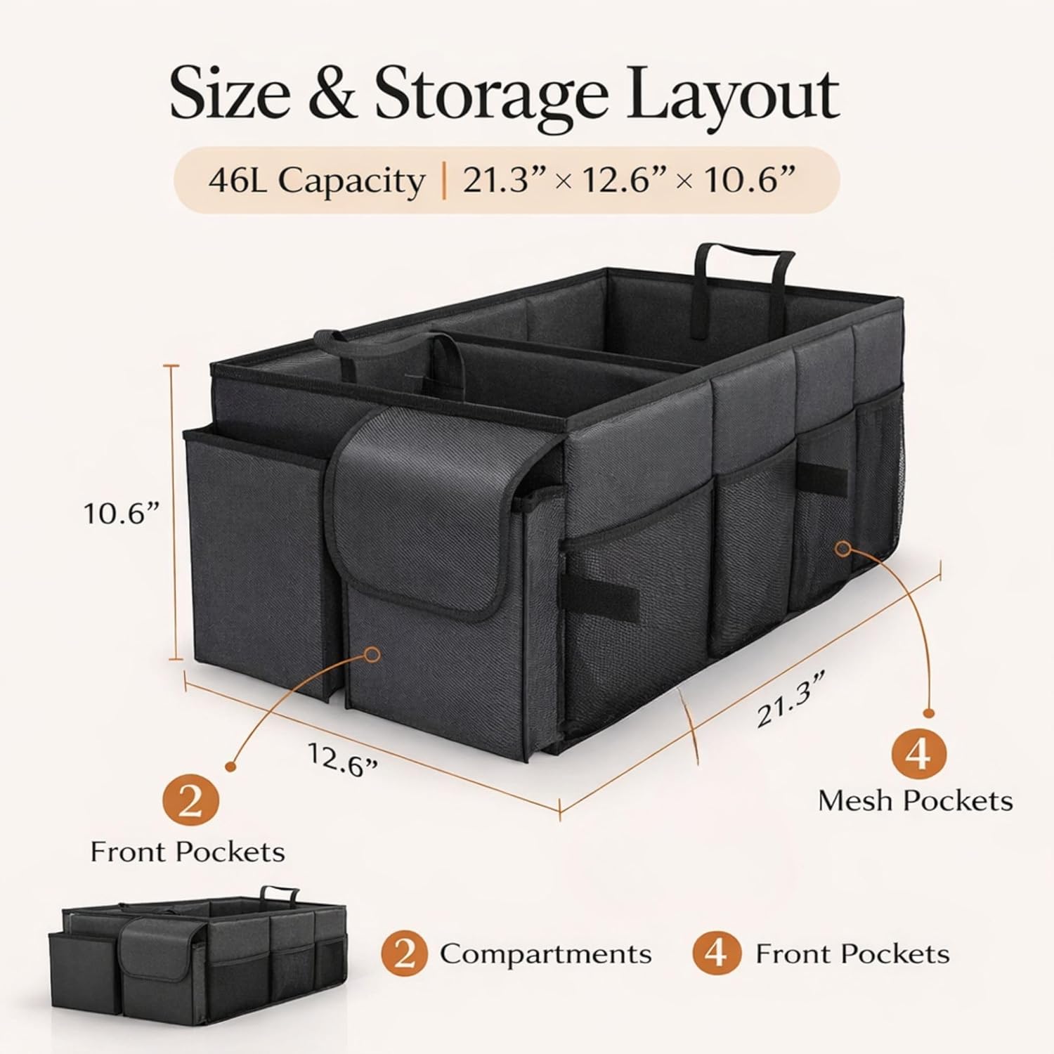 Multi Purpose Car Trunk Organizer, Foldable Car Storage Box for Car
