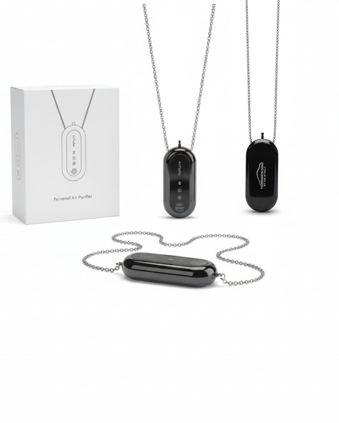 Portable Car Air Purifier Necklace with USB Charging, Negative Ion Generator Filter-Free