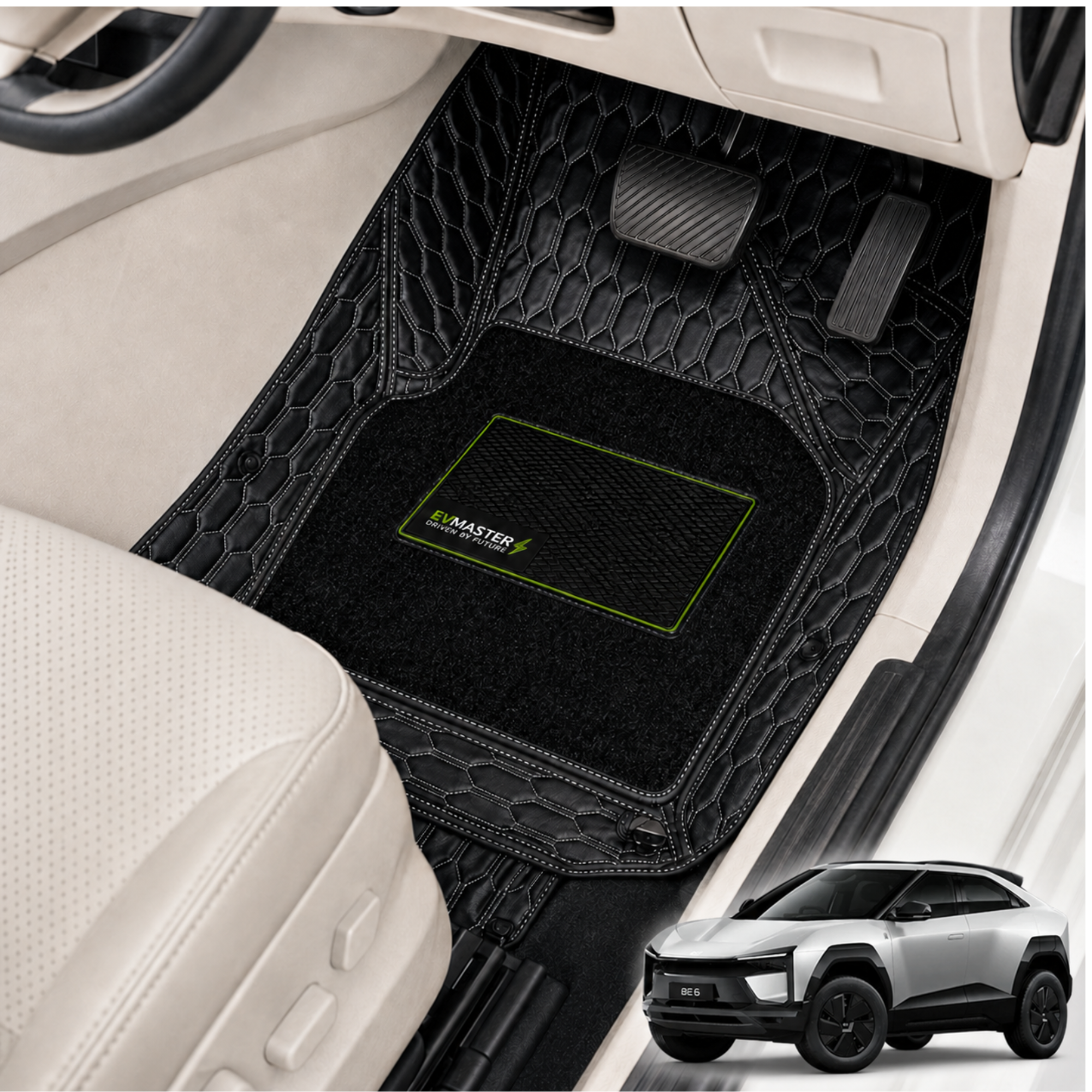 Car Floor Mats for Mahindra BE 6 Hybrid (2026 Onwards) Complete Set | All Weather 9D Luxury Premium Car Mat