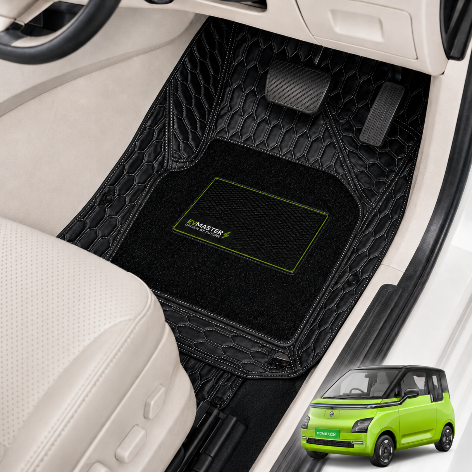 Car Floor Mats for MG Comet EV Hybrid (2026 Onwards) Complete Set | All Weather 9D Luxury Premium Car Mat