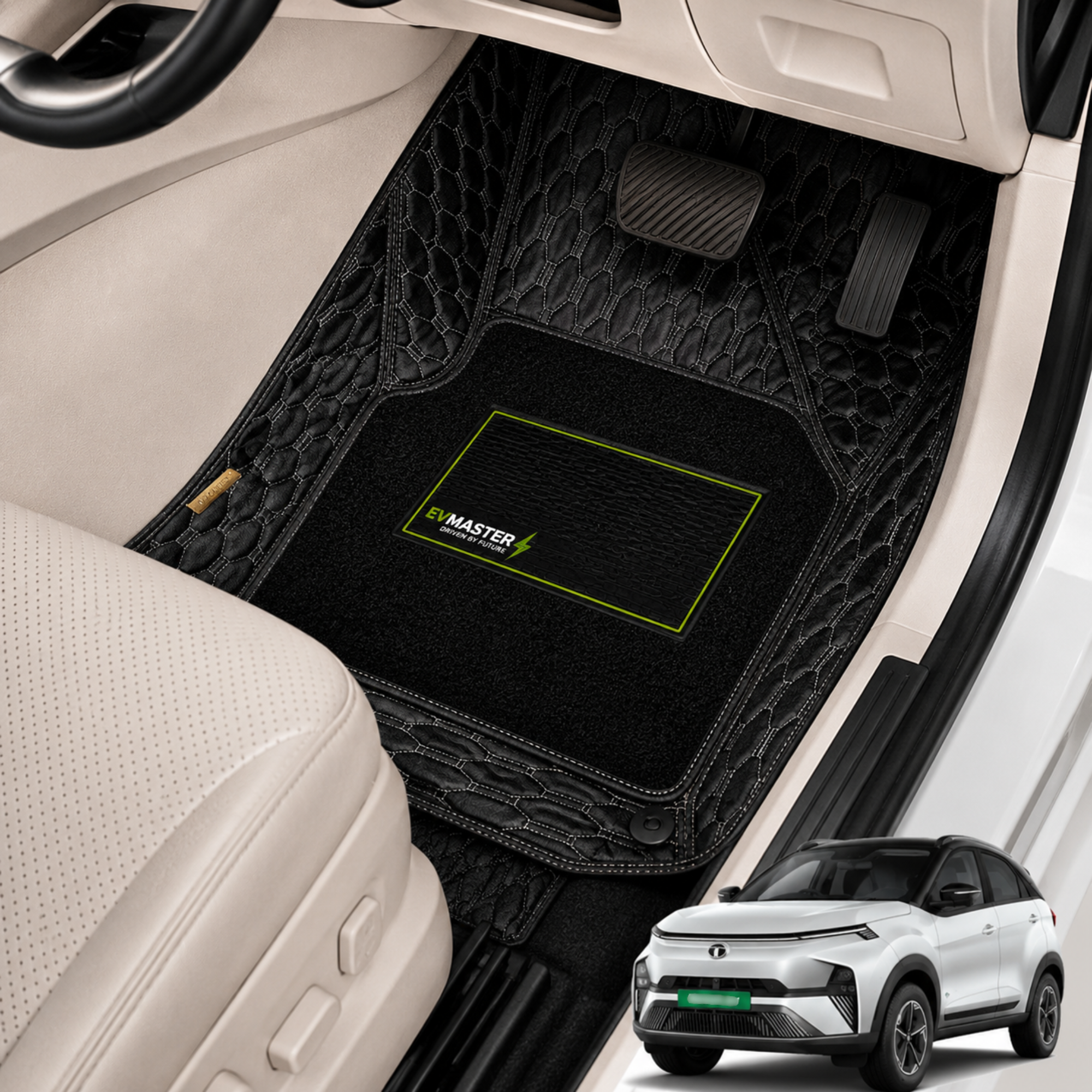 Car Floor Mats for Tata NEXON EV Hybrid (2026 Onwards) Complete Set | All Weather 9D Luxury Premium Car Mat