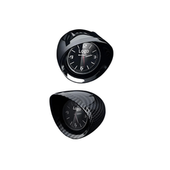 Mini Analog Car Dashboard Clock with Carbon Fiber Design (Black)