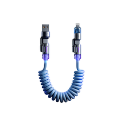 4-in-1 Type-C Phone Charging Cable PD 240W Fast Charging with Spring Cord Design
