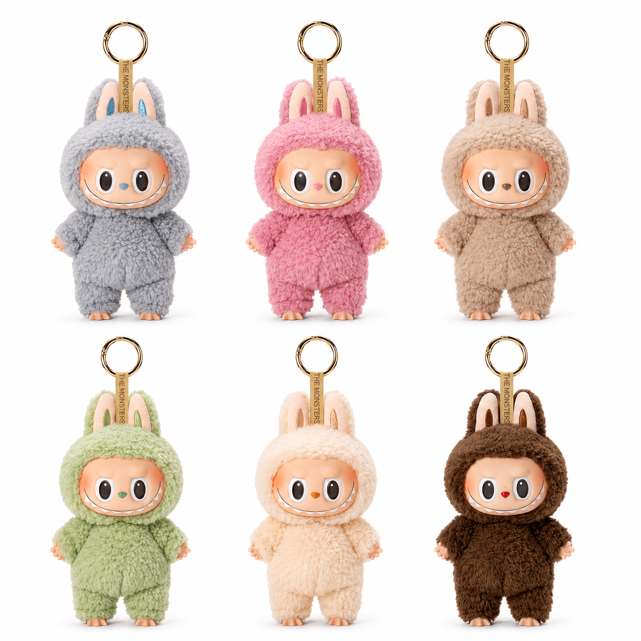 Cute Plush Monster Keychain Doll – Soft Collectible Bag Charm with Gold Keyring