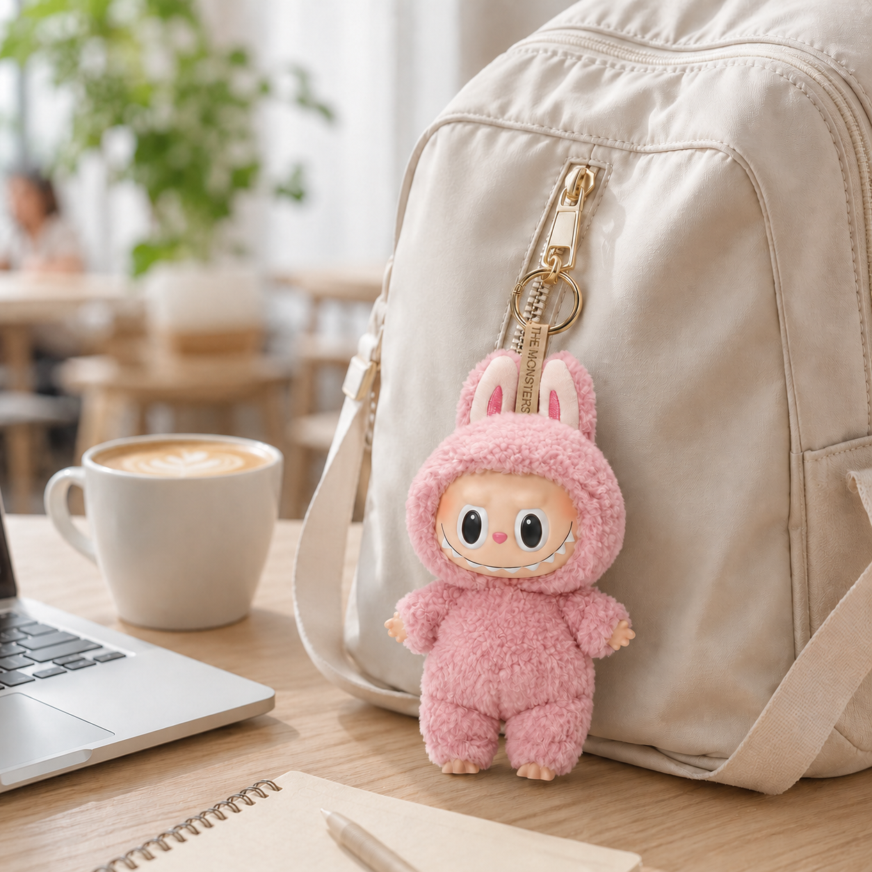 Cute Plush Monster Keychain Doll – Soft Collectible Bag Charm with Gold Keyring