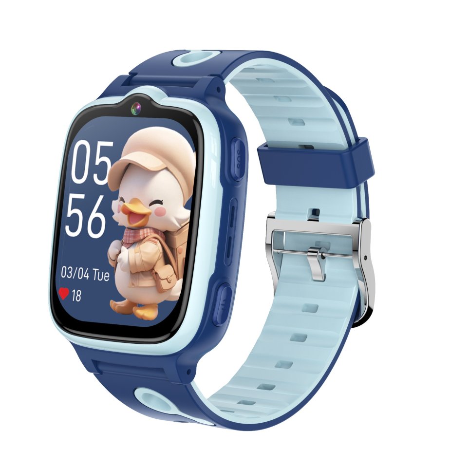 W19 4G Kids Smart Watch with GPS Tracker, Video Call, HD Camera, SOS, WiFi LBS Positioning Blue